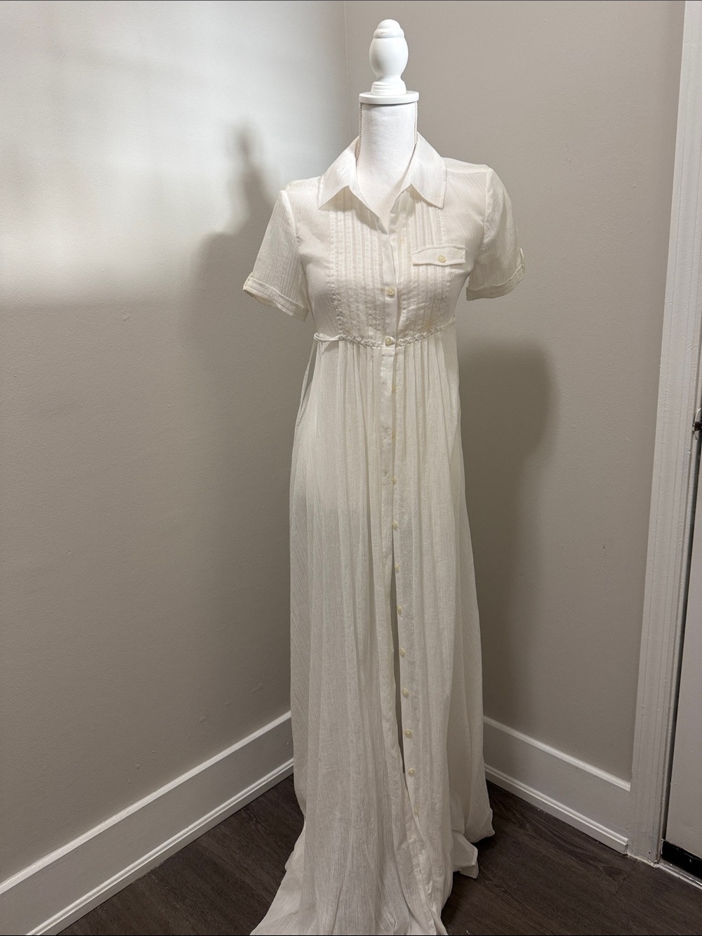 Guess by Marciano Cream Button-Front Maxi Shirt Dress